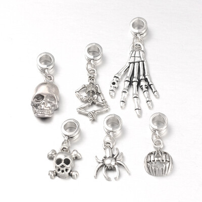 

Halloween Tibetan Style Alloy European Dangle Beads Antique Silver 2647mm Hole 5mm