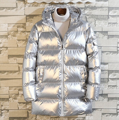 

Gobestart Mens Winter Medium length Hoodie Patchwork Thickened Cotton Padded Coat