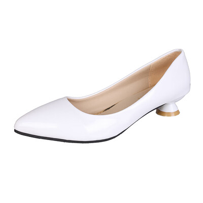

Fashionable sequins for womens single shoes lacquered low-heeled working shoes bare round-root pointed high-heeled shoes