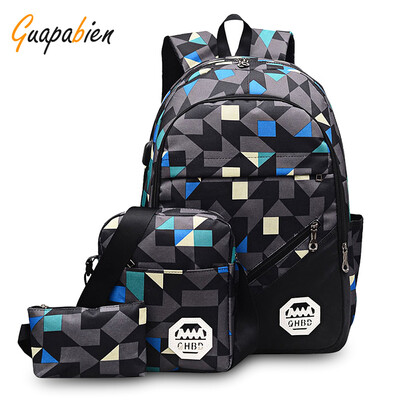

Guapabien Nylon School Backpack Kit Shoulders Single-shoulder Hand Bag