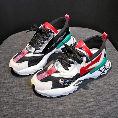 

European station Torre shoes womens summer breathable mesh ins tide 2019 new Joker Red Super Fire womens sneakers