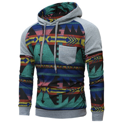 

Raglan Sleeve Tribal Printed Pullover Hoodie
