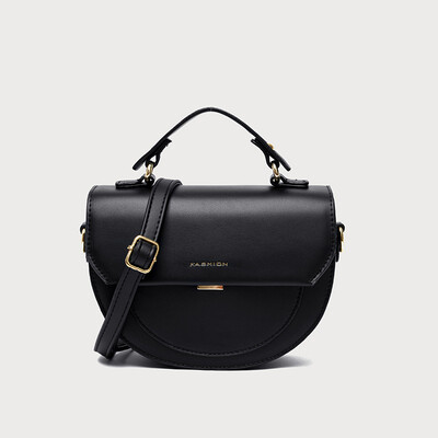 

Qiao Bani 2019 new European&American style fashion simple letter oval saddle bag hand strap shoulder diagonal tide handbag