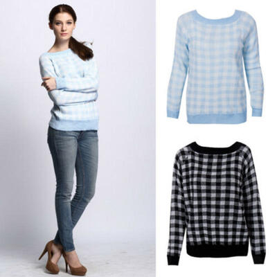 

Ladies Womem Long Sleeve Soft Sweater Top Swallow Gird Boat NeckOff Shoulder