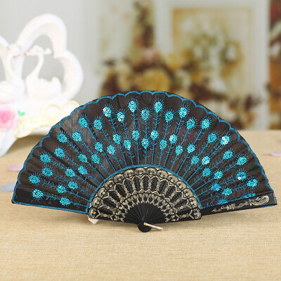 

Siaonvr Best Chinese Style Dance Wedding Party Lace Silk Folding Hand Held Flower Fan