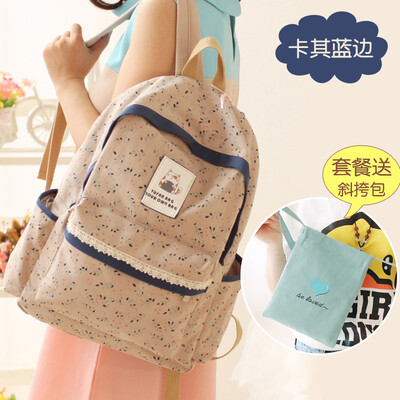 

Canvas shoulder bag girl high school students bag junior high school students Korean version of the tide backpack Sen department s