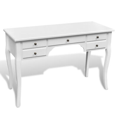 

Wooden French Desk with Curved Legs&5 Drawers