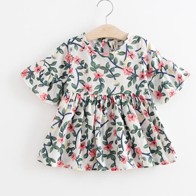 

Toddler Kids Baby Girls Dress Floral Print Flare Sleeve Princess Dress Outfits