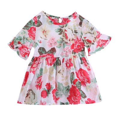 

Baby Kids Girls Casual Princess Floral Flounced Sleeved Tops Blouse Dress