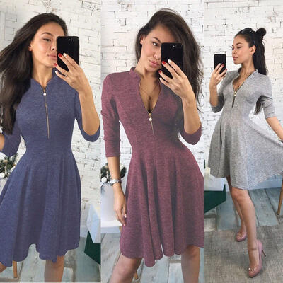 

Women Bandage Bodycon Long Sleeve Evening Party Cocktail Zipper Short Dress