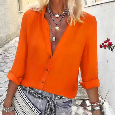

Tailored Women Casual Retro Button Long Sleeve Loose Daily Blouse Beach Shirt Tops