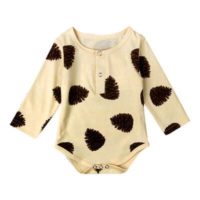 

Fashion Kids Infant Baby Boys Girls Long Sleeve Pine Cone Print Romper Clothes