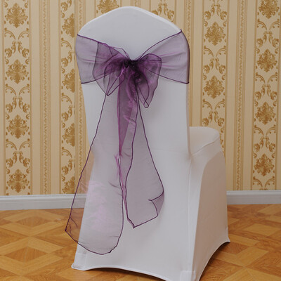 

Gobestart Flower Bow Chair Back Cover Net Sash Back Ties Elegant Party Decor Multi-color