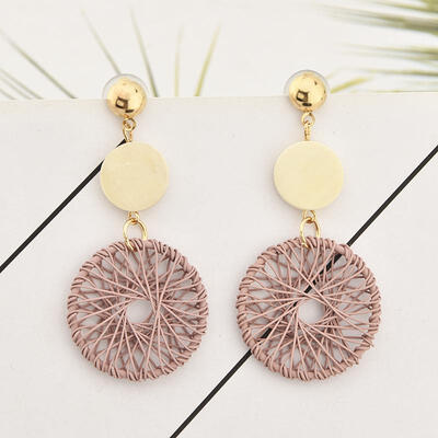 

Korean Fashion DIY Wood Round Earrings Hollow Mesh Dangle Drop Earrings for Women Earings Fashion Jewelry 2019 Brincos Oorbellen