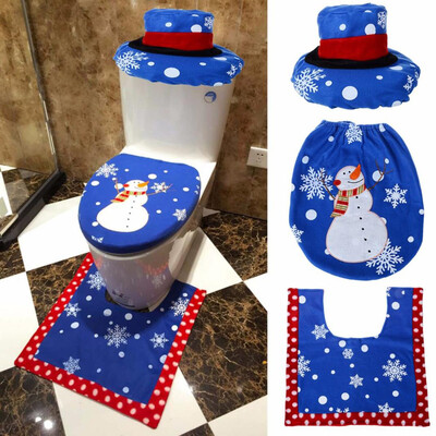 

〖Follure〗3pcs Fancy Santa Toilet Seat Cover&Rug Bathroom Set Christmas Decor