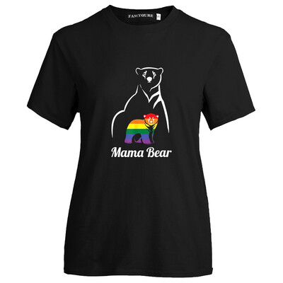 

Lgbt Pride Mama Bear T Shirt Printed Lesbian Free Hug Short Sleeve Graphic Tee Gay Tops