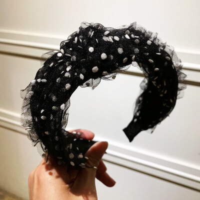 

Lady Soft Knotted Dot Hairband Bow Hair Hoop Wedding Party Lace Mesh Fairy Headband For Women Hair Accessories