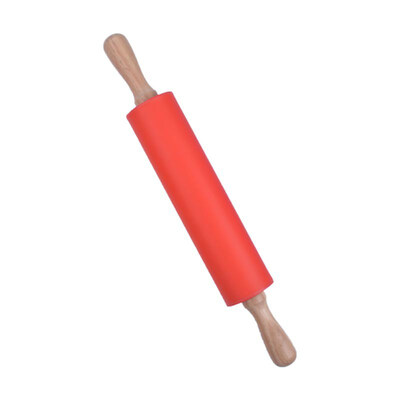 

30cm Wooden Handle Silicone Rolling Pin Non-Stick Kitchen Baking Cooking Tool