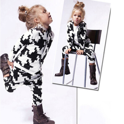 

Infant Baby Girls Boys Print Hoddie Zip Top CoatPants Toddler Warm Clothes Sets
