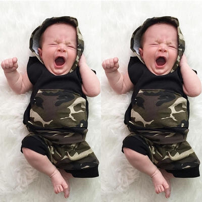 

2pcs Newborn Toddler Infant Baby Boy Girl Clothes Hooded Vest Tank Top Shorts Pants Outfits Sets