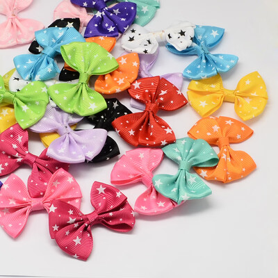

Handmade Woven Costume Accessories Star Printed Grosgrain Bowknot Mixed Color 56x43x8mm about 200pcsbag