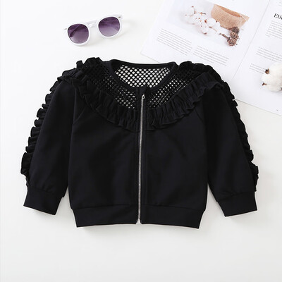 

Toddler Infant Baby Girls Zipper Pure Color Lace Net Yarn Loose Coat Tops