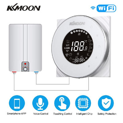 KKmoon Digital WaterGas Boiler Heating Thermostat with WiFi Connection & Voice Control Energy Saving AC 95-240V 5A Touchscreen LC