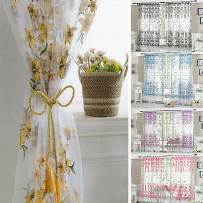 

Floral Tulle Voile Door Window Curtain Drape Panel Sheer Scarf Home Decor UK