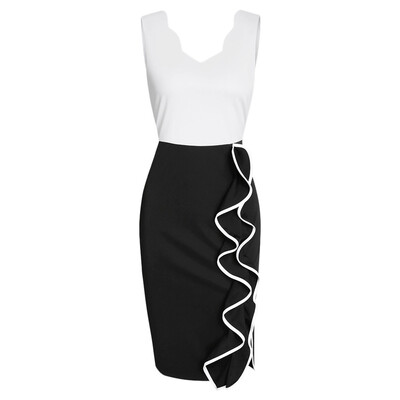 

Two Tone Ruffled Pencil Dress