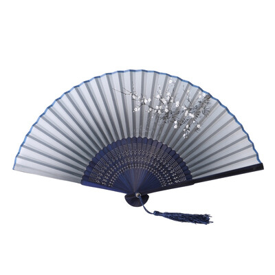 

Lace Bamboo Handheld Folding Fans White Plum Flower Pattern Fans For Girls Women