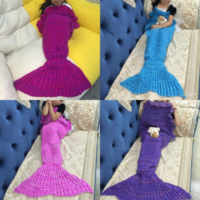 

Mermaid Fish Tail Blanket Crocheted Soft Knitted Sleeping Bag Bed Sofa for Kids
