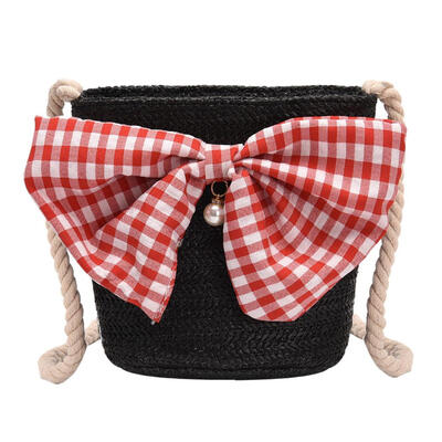 

Bowknot Decor Elegant Shoulder Messenger Handbag Women Woven Crossbody Bags