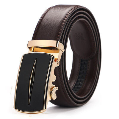 

2019 British Brand Fashion Automatic Buckle brown Genuine Leather Belt Mens Belts Top quality Cow Leather Belts for Men