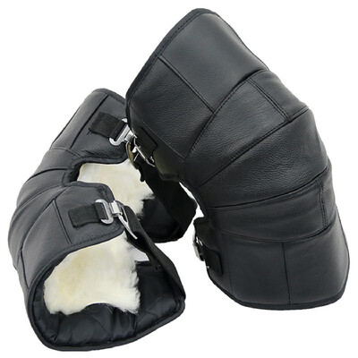 

1 Pair of Motorcycle Warm Knee Protector Thicken Leather Wool Cycling Knee Braces Windproof Knee Warmer Wraps Pads