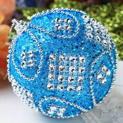 

New Christmas Ball 1Pc 8Cm Rhinestone Glitter Baubles Balls Xmas Tree Ornament Decoration Foam Christmas Decoration