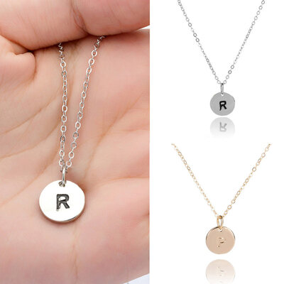 

Fashion Simple Letter Round Pendant Chain Necklace Womens Jewelry Party Gift