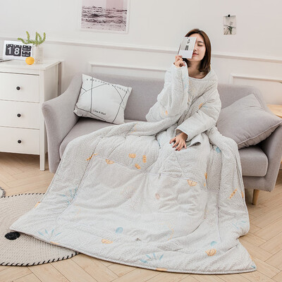 

Toponeto Multifunction Winter Lazy Quilt With Sleeves Warm Thickened Washed Pillow Blanke