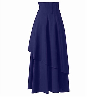 Womens Lace Up High Waist A Line Solid Maxi Skirt Summer Cocktail Party Bottoms