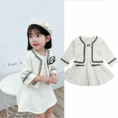 

AU Cute Kid Baby Girl Linen Pageant Coat Top Tutu Dress Party Clothes 2PCS 1-6Y