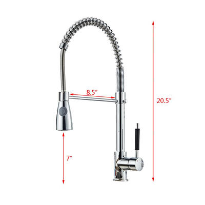 

Kitchen Sink Chrome Single Handle Mixer Tap Swivel Pull Out Spray Faucet Spout