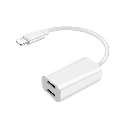 

Lightning Dual Audio AUX Charging Adapter Cable Splitter Adapter Audio AUX Converter Adapter with Dual Lightning Ports Headphone J