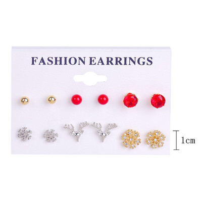 

6 Pair\Set Christmas Tree Snowman Deer Bell Ear Stud Earrings Xmas Party Jewelry gifts