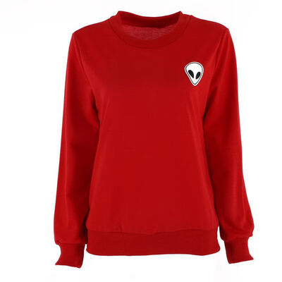 

Spring Autumn Women Alien Print Pullover Sweatshirt Long Sleeve Hoodie Tops Blouse