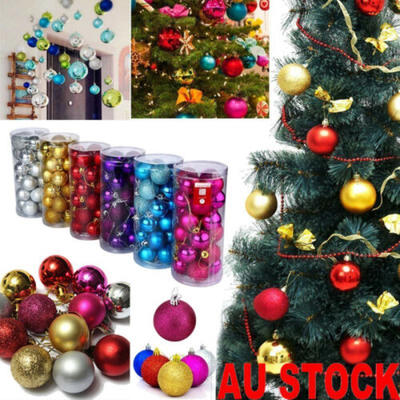 

AU 24Pcs Christmas Tree Xmas 2 Balls Decoration Baubles Party Hanging Ornament