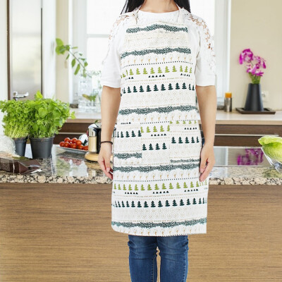 

Greensen Christmas Tree Pattern Cotton Kitchen Apron Unisex Cooking Aprons with Two Pockets Kitchen Apron Cotton Apron