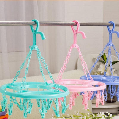 

Hanging Dryer 18 Clips Pin Laundry Clothes Hanger Underwear Socks Foldable New