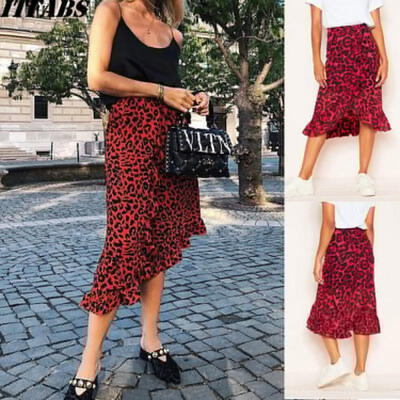 

Women Skirt Leopard Print High Waist Mini Ladies Casual Clubwear Party Dress