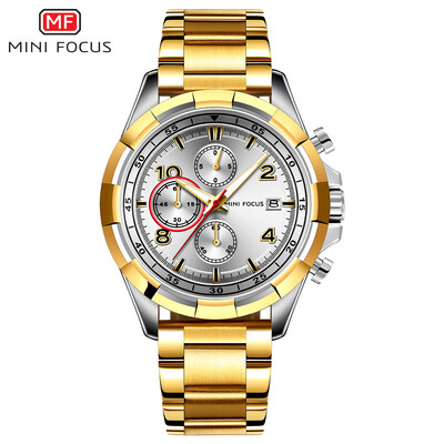 

MINI FOCUS MF0198G Men Watch Stainless Steel Strap Quartz Movement Simple Wristwatch Time Display Casual Waterproof Clock for Male
