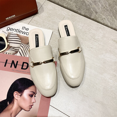 

Slippers women wear 2019 summer version of the Korean version of flat-bottomed Muller Fangtou network celebrity thick heel fashion
