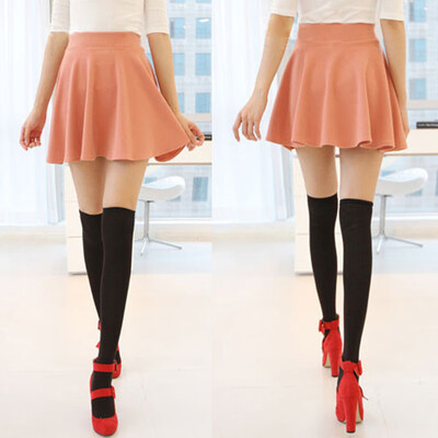 

New Candy Color Women Casual A-line Flared Mini Circle Short Skirt Pleated Skirt